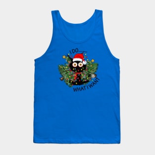 I Do What I Want - Funny Black Cat and Christmas Tree Tank Top